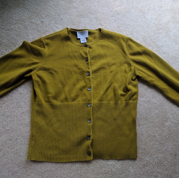 Olive Green Cardigan Sweater - Picture 1 of 4