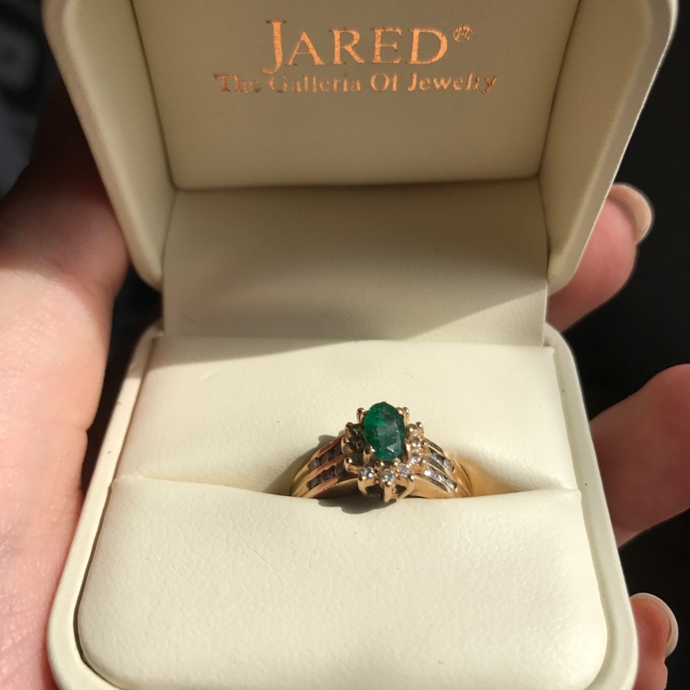 Jared Emerald & Diamond 14k Gold Ring
