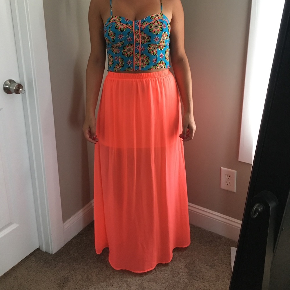 Neon coral skirt