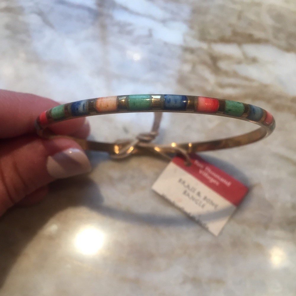 Bone/Brass Bangle Bracelet