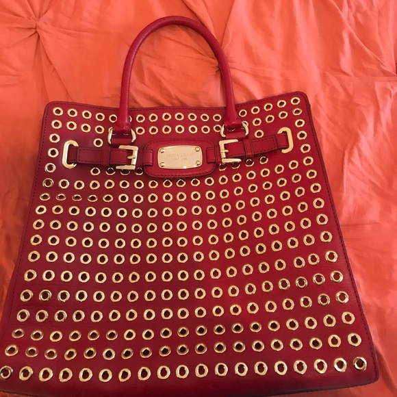 Michael Kors Red Studded purse - Picture 1 of 5