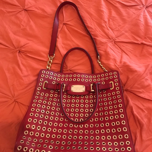 Michael Kors Red Studded purse - Picture 4 of 5