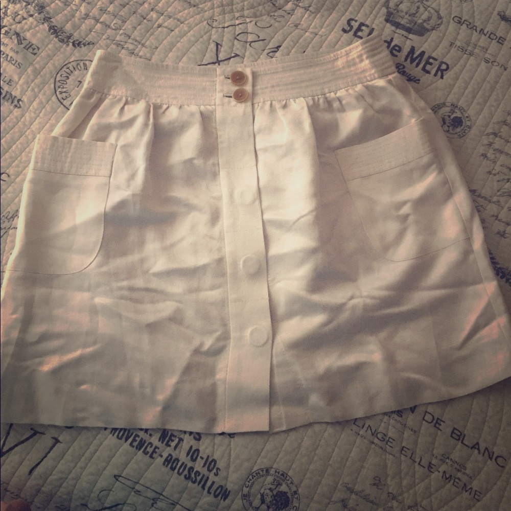 Soft smooth cream skirt w hidden buttons up front