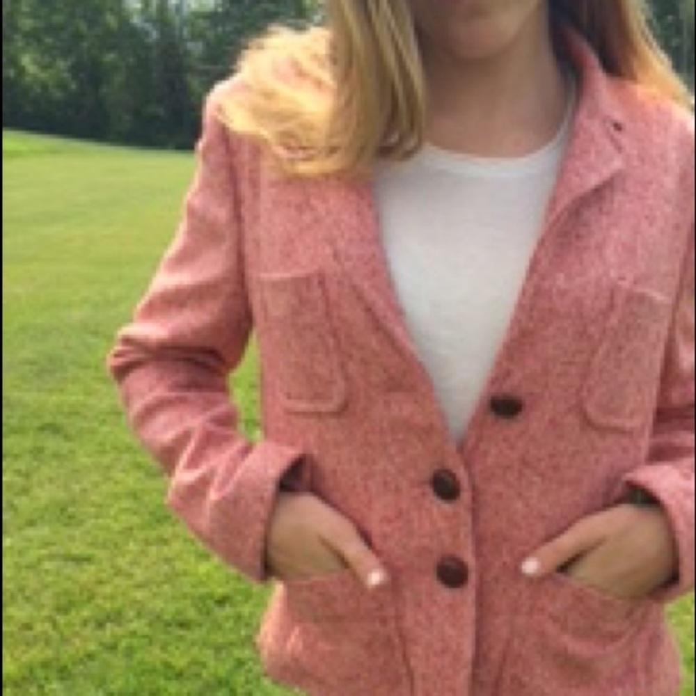 A pinkish wool JCrew blazer