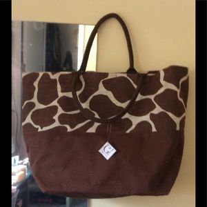 Tote Giraffe Print Jute Bag