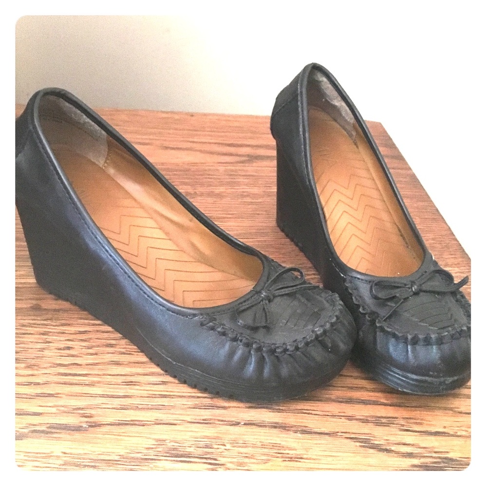 Size 8, MIA brand, black wedge loafers