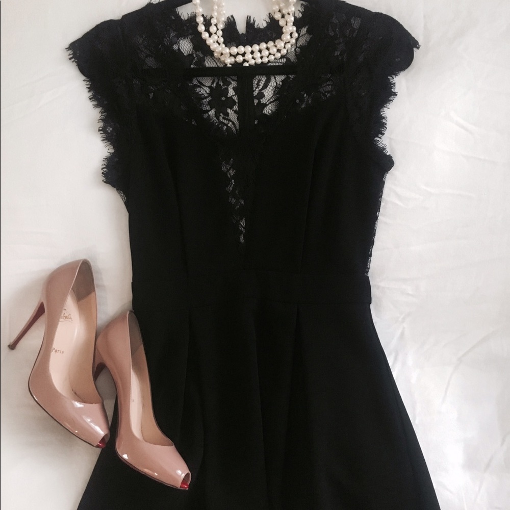 Lace-Back pleated dress