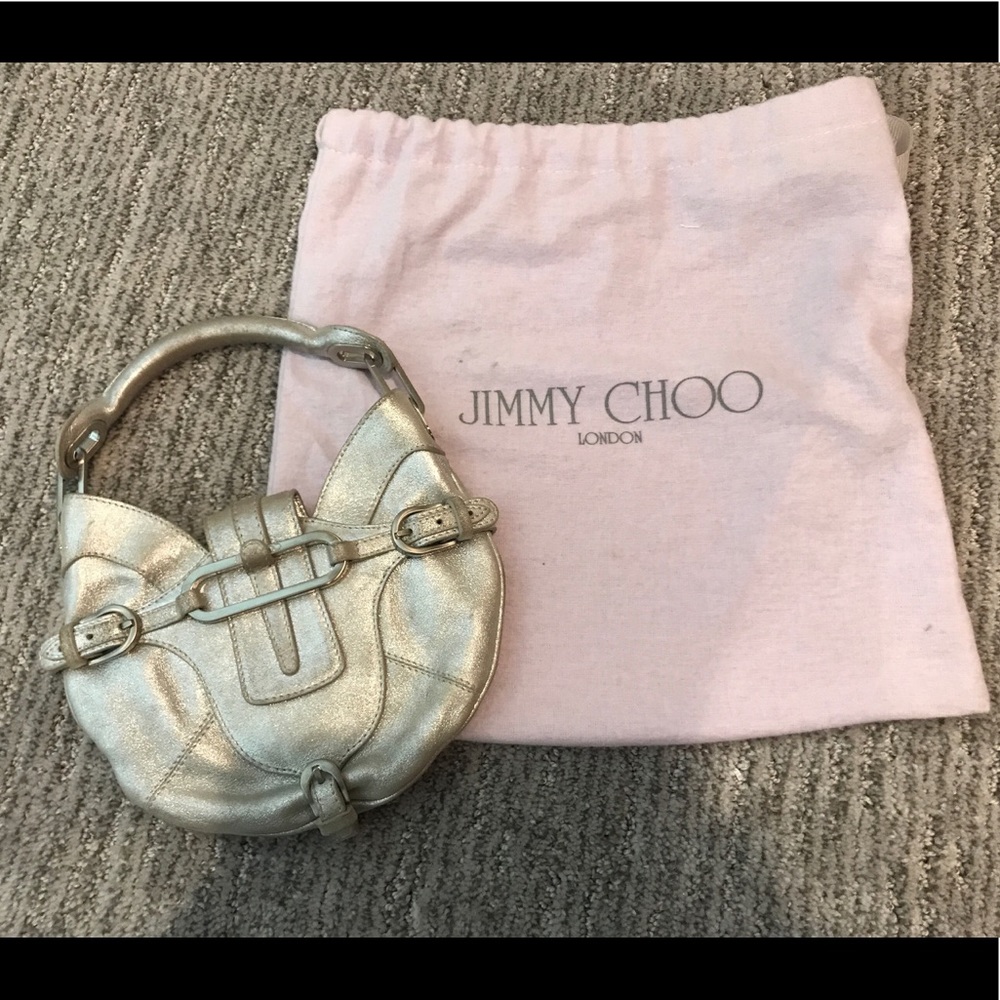 Jimmy Choo silver leather evening bag
