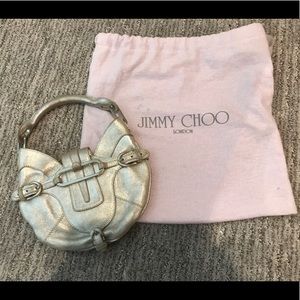 Jimmy Choo silver leather evening bag