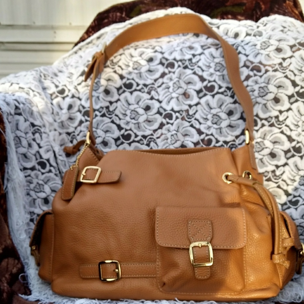 Maxx New York Tan Satchel w/floral inside