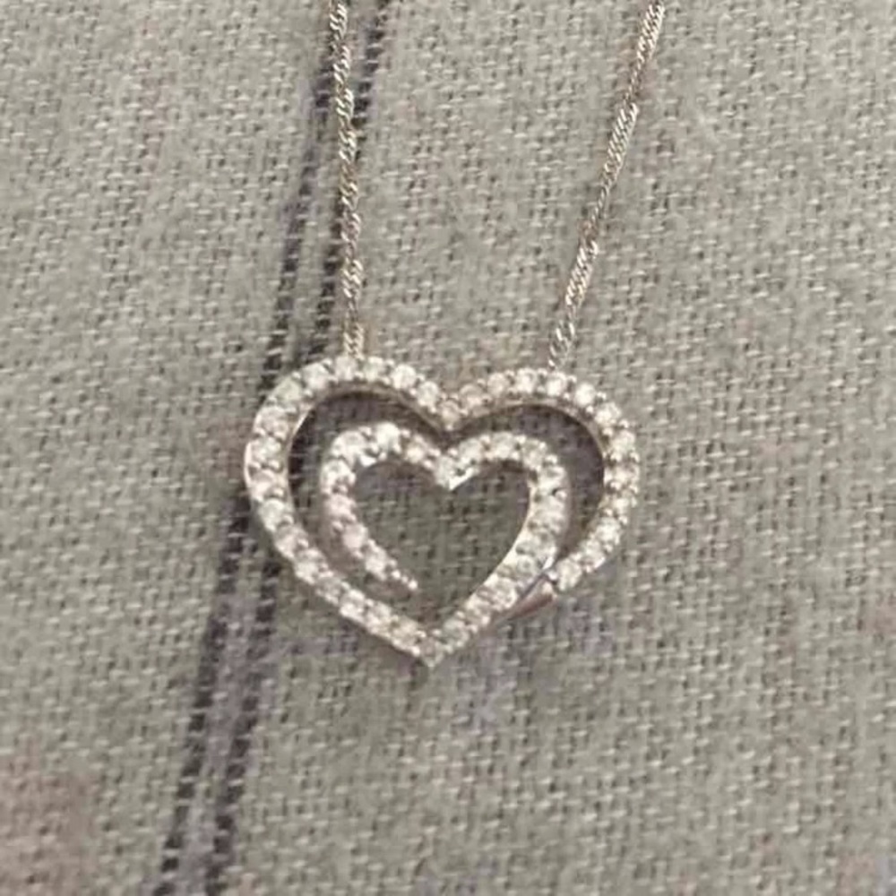 SOLD - Diamond double heart necklace