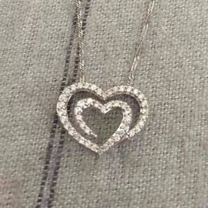SOLD - Diamond double heart necklace