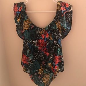 PRINTED OFF THE SHOULDER TOP