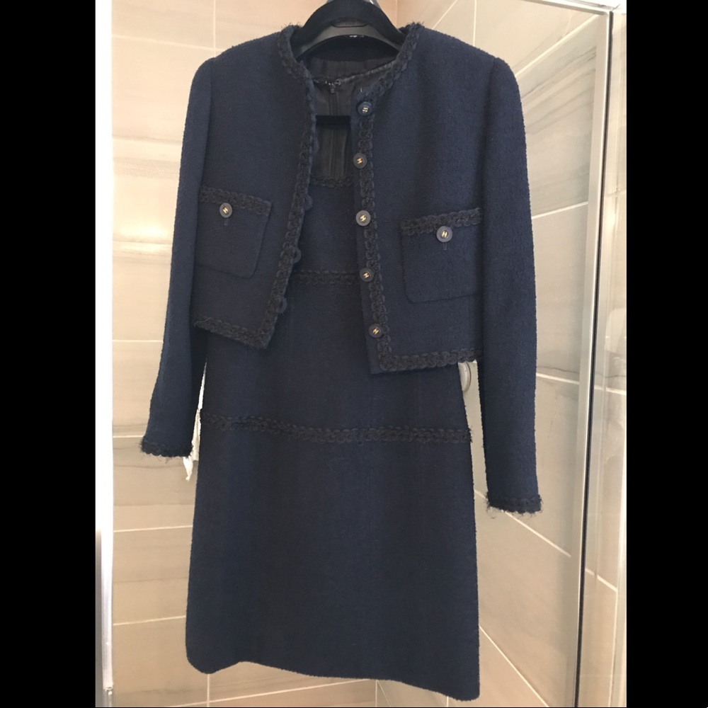 Authentic Vintage Navy Chanel Dress Suit