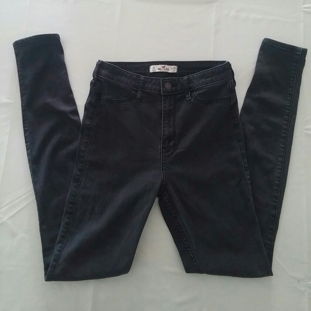 Long Black High Waisted Hollister Skinny Jeans