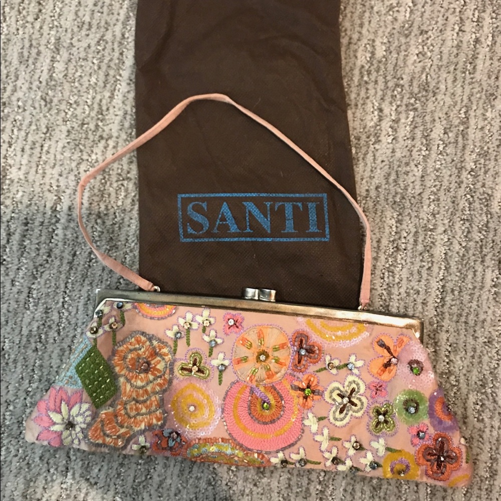 Santi pink beaded evening mini bag