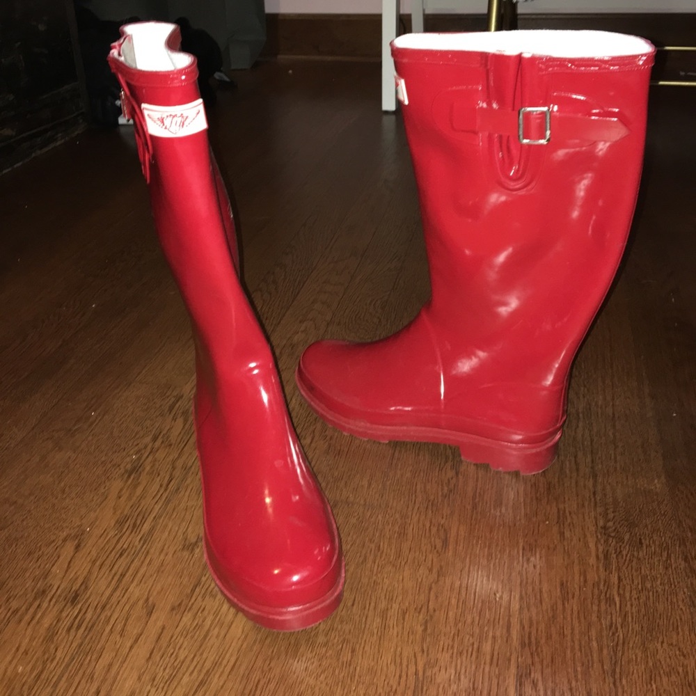 Red rain boots