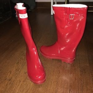 Red rain boots