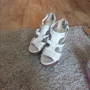 Cream and brown cute wedges