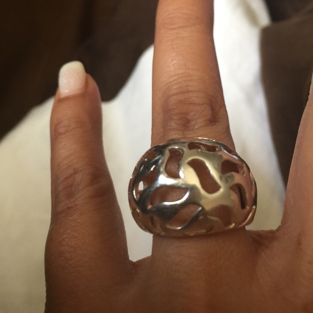 Sterling Silver Ring Dome Shaped Filigree