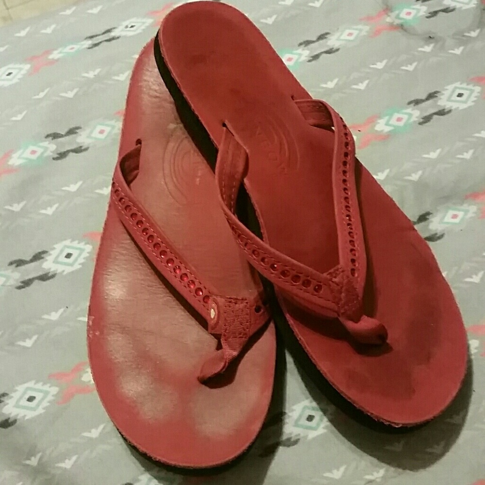 Red Rainbow sandals with red crystals