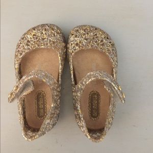 Gold and silver glitter shoes