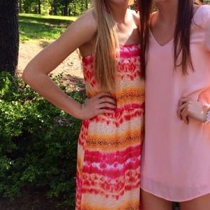 YA Los Angeles Patterned Strapless Maxi Dress