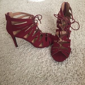 Maroon lace up heels size 9