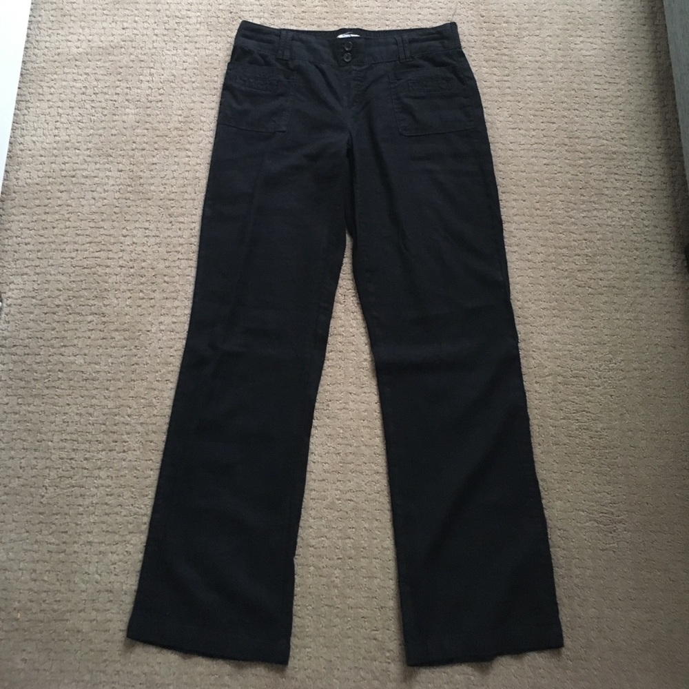Black wide leg linen pants