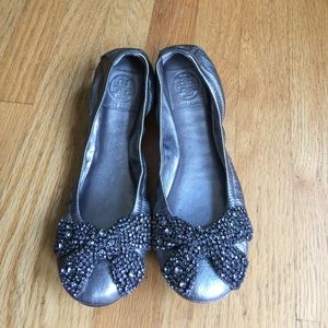 Tory Burch Eddie Rhinestone Bow Flats