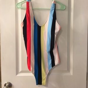 Multi-striped bathing suit