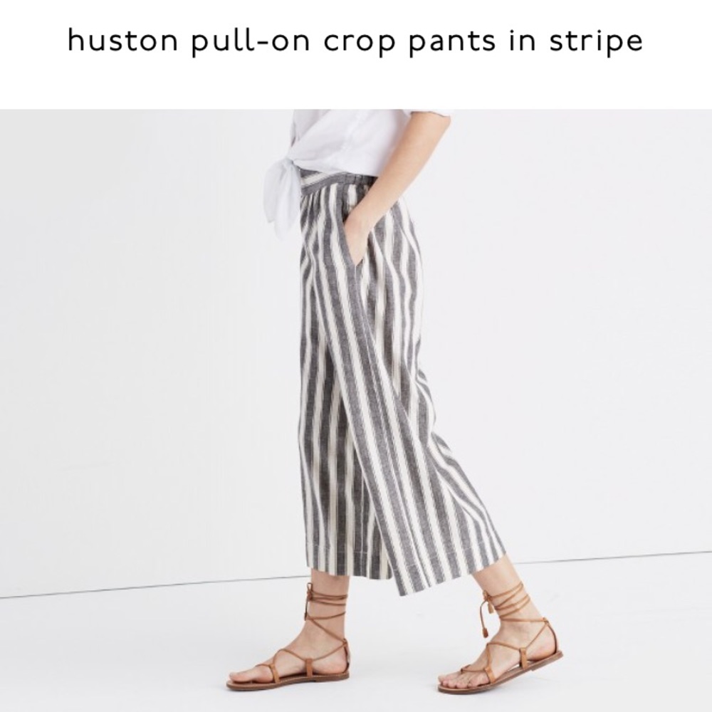 NWT Madewell Huston Crop Pants in Stripe