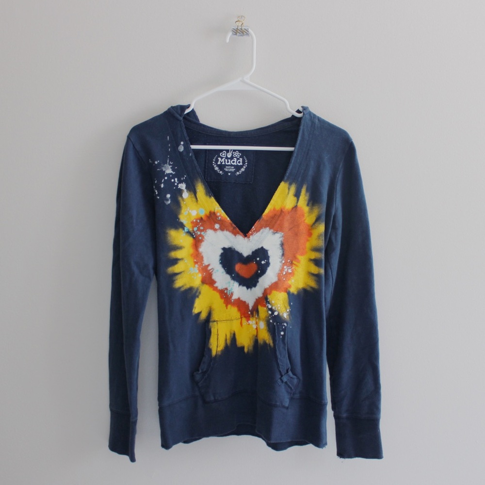 Navy Tie Dye Print Hoodie