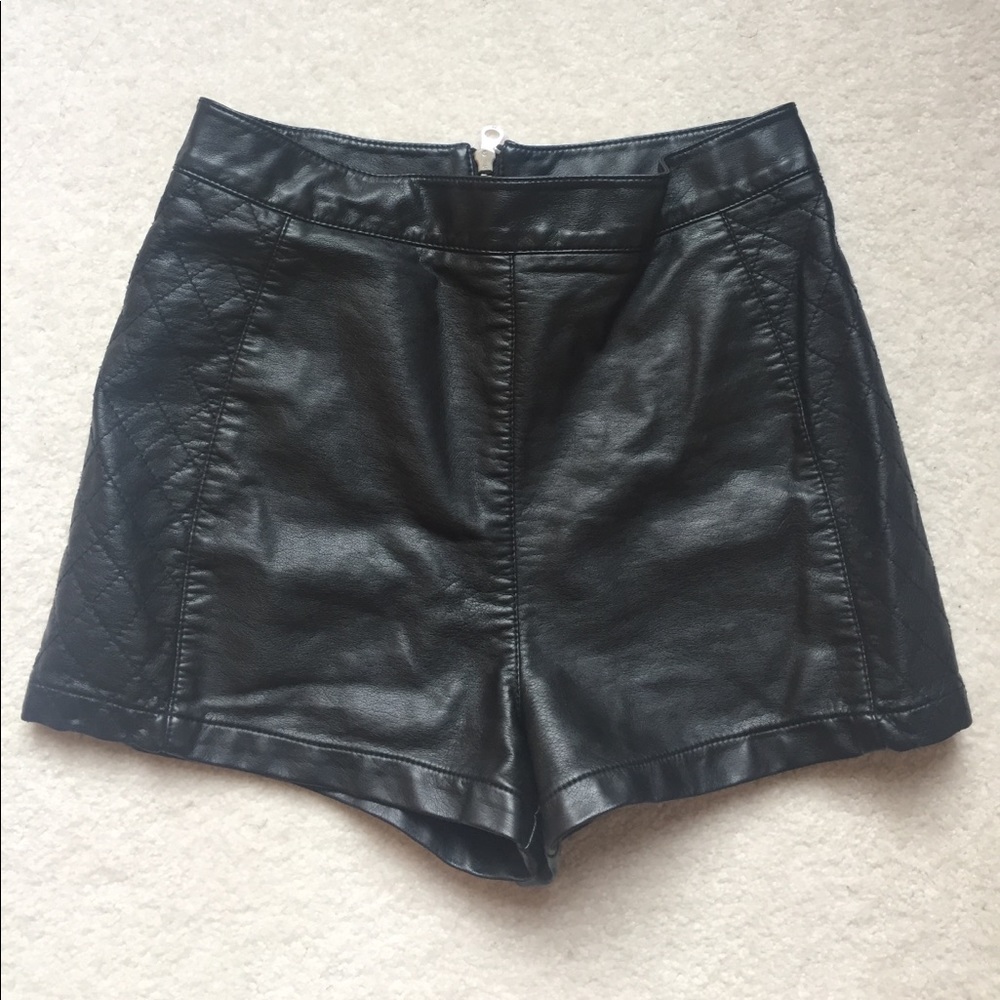 High waisted faux leather shorts