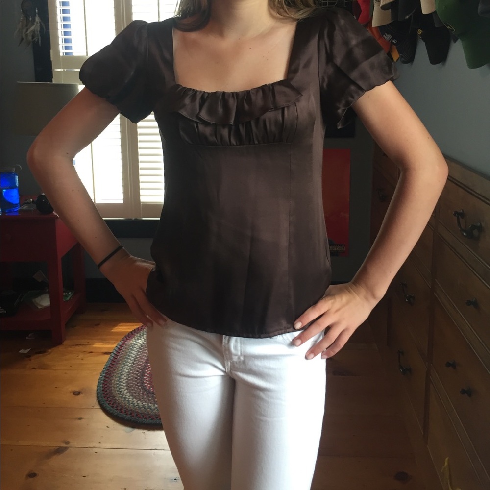 Nanette Lepore silk brown shirt