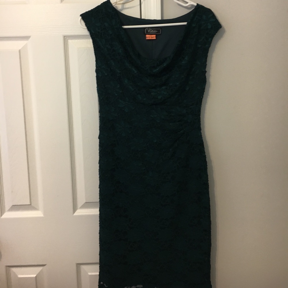 Green lace winter dress