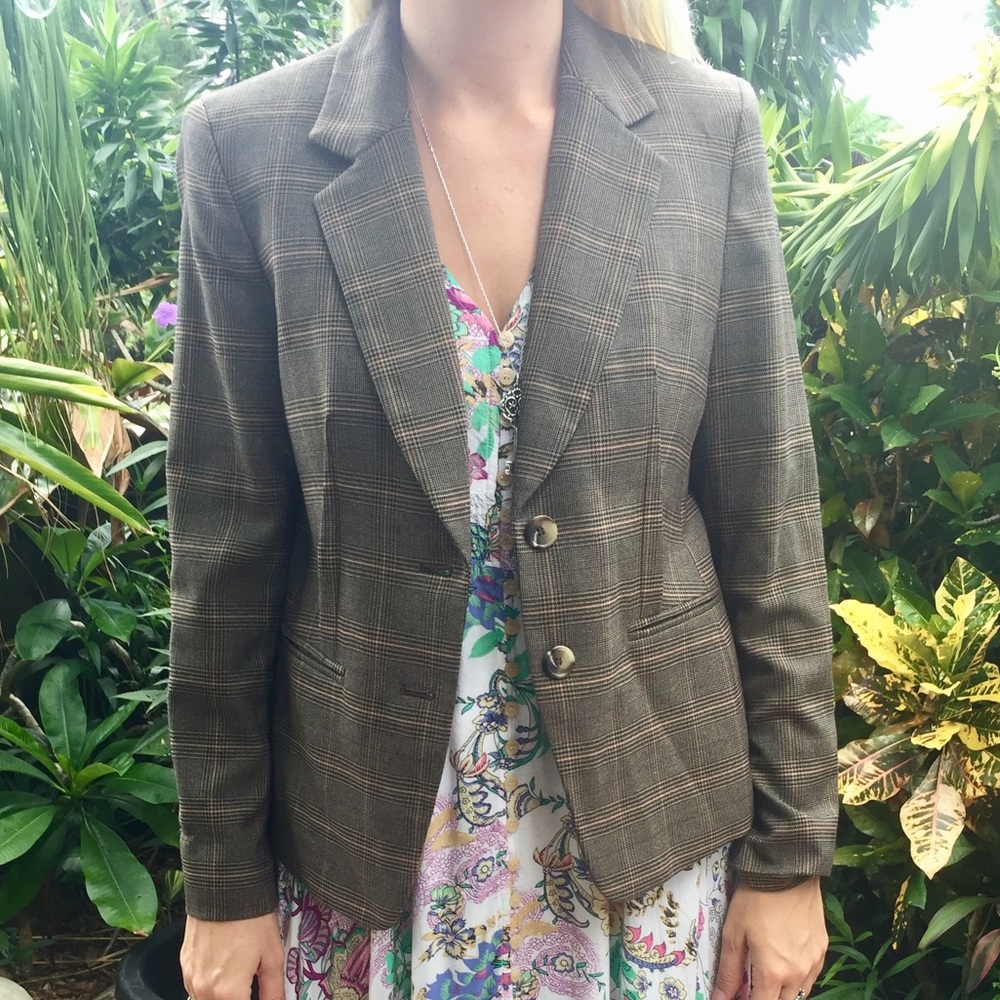 Plaid Jones New York blazer stretch