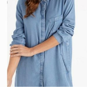 CLEARANCE Soft Collared Long-Sleeve Denim Dress