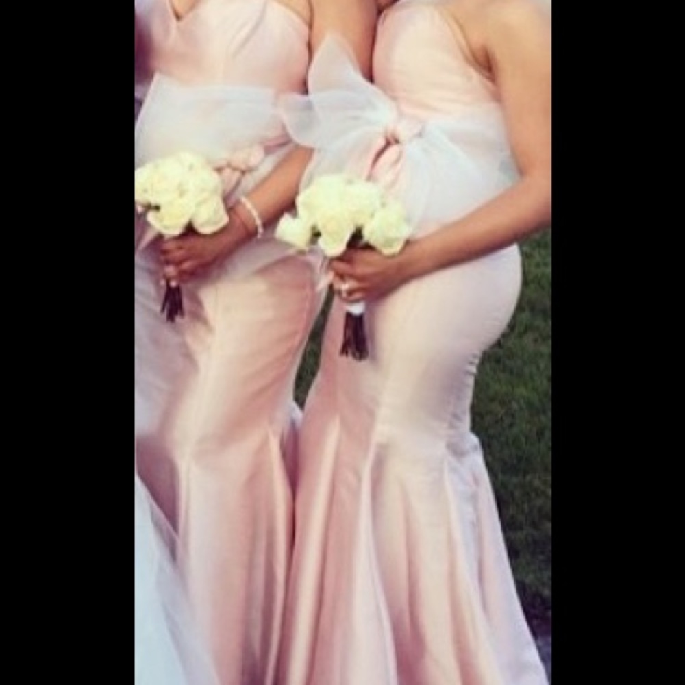 PInk Lazaro Noir Gown with Organza Bow