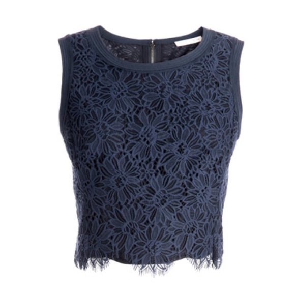Rebecca Taylor Tops - Rebecca Taylor Lace Navy Blue Crop Top