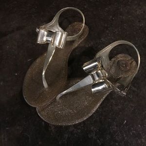 BCBG Gold Bow Sandals