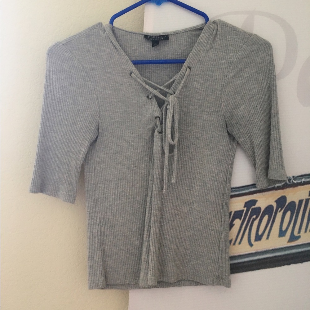 TOPSHOP lace up shirt