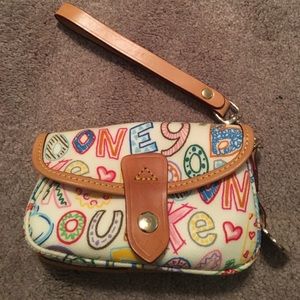 NWOT Dooney and Bourke multicolor logo wristlet