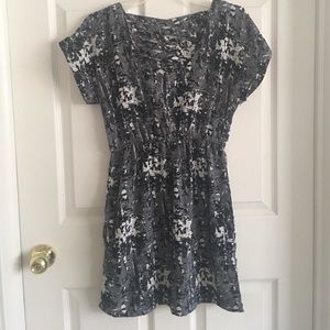Black, Grey, & White Dress with Pockets! 100% Poly