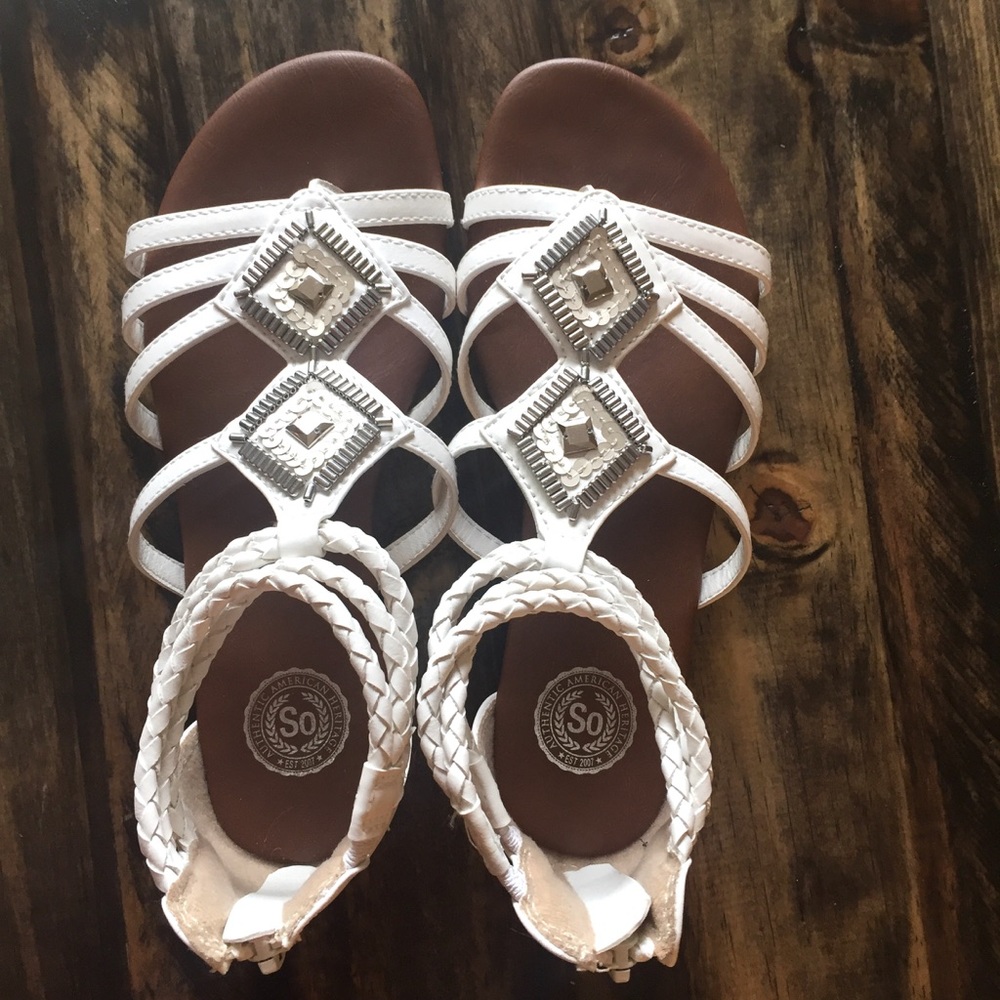 White silver embellished gladiator sandals-6
