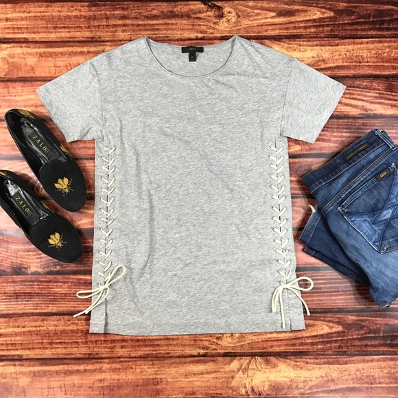 J. Crew Tops - J. Crew lace up side gray tunic tee