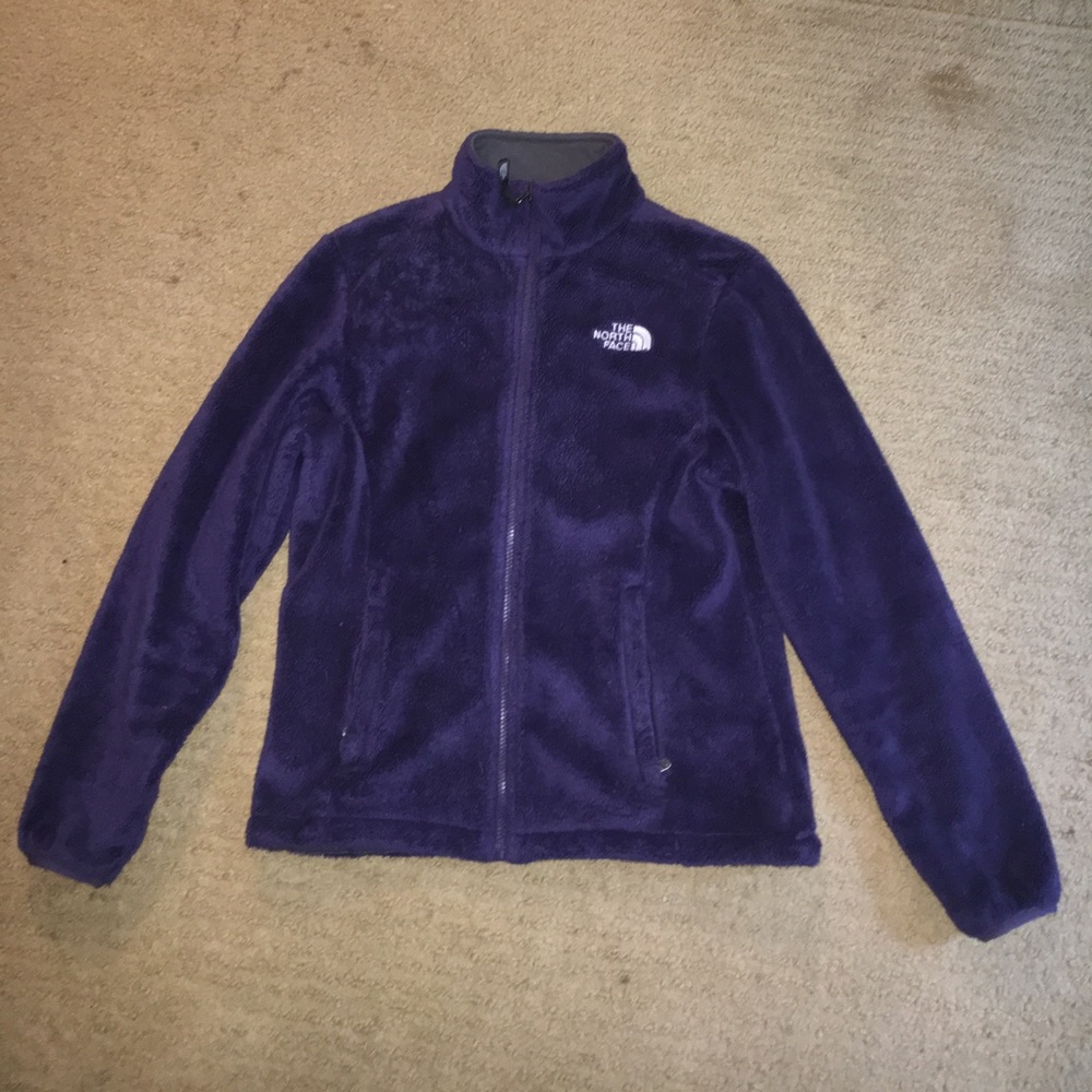 The North Face fuzzy dark purple jacket