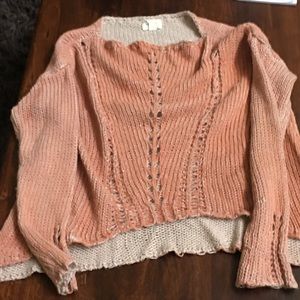 Soft coral and cream sweater by White Crow small