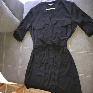 Express black button up shift dress