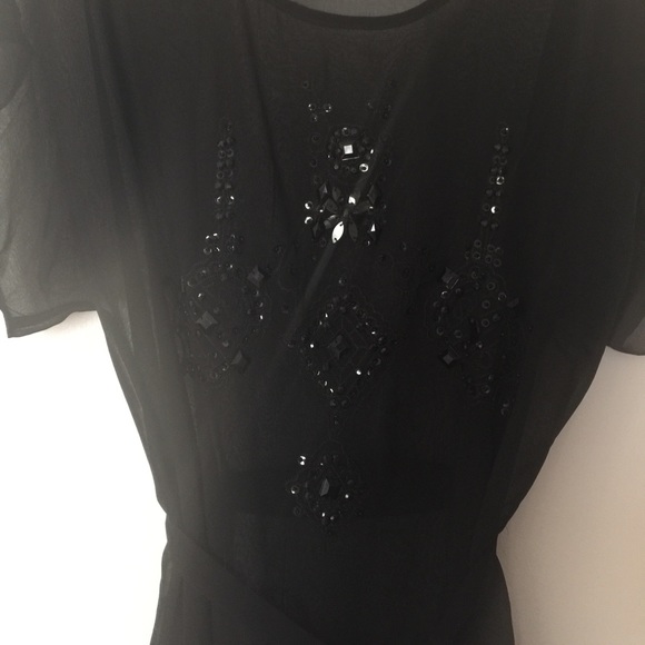 Forever 21 Dresses & Skirts - Forever 21 black beaded dress kaftan cover up